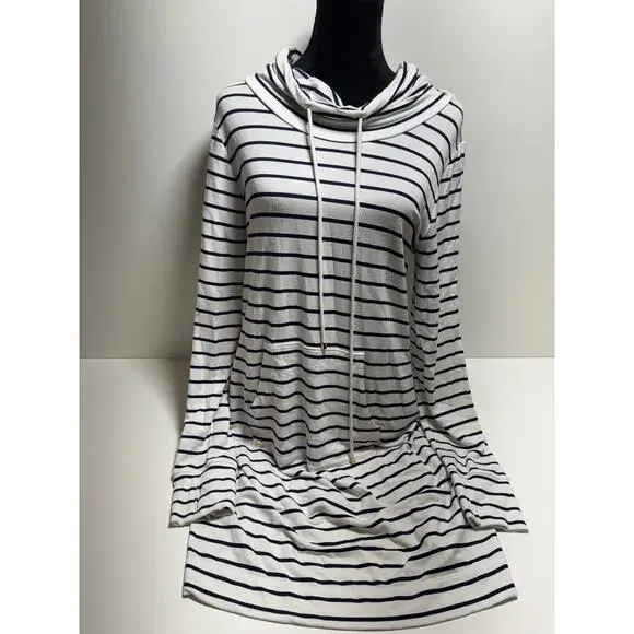 Lily Pulitzer Hillary Popover Bright White Navy Blue Dress UPF 50+ Stretch Sz L - Picture 1 of 8